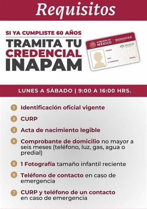 Lista de documentos necesarios para la credencial INAPAM en formato infográfico