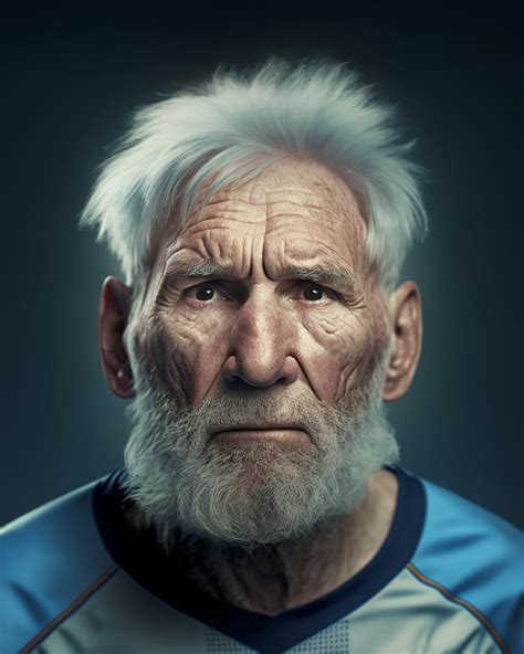 Retrato generado por IA de Lionel Messi anciano
