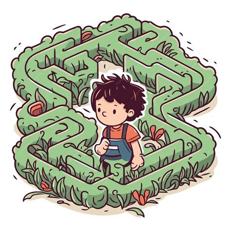 Ilustración de un niño jugando a un laberinto adaptado.