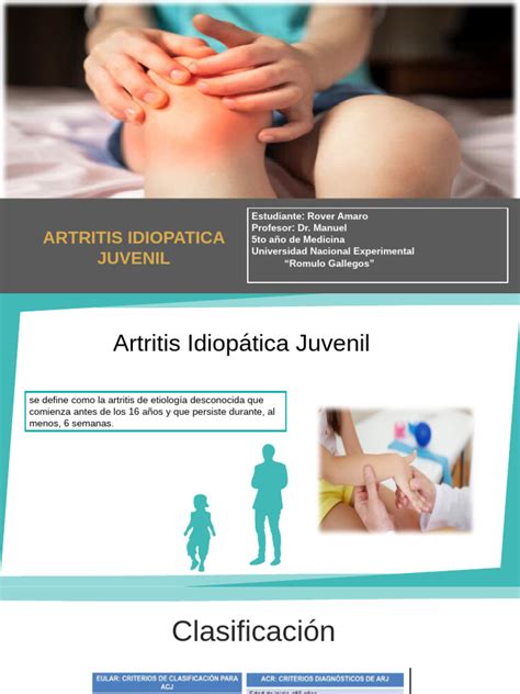infografía sobre los diferentes tipos de Artritis Idiopática Juvenil (AIJ) y sus características principales