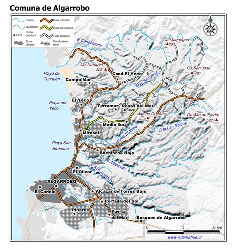 Mapa de Algarrobo con ubicación de colegios