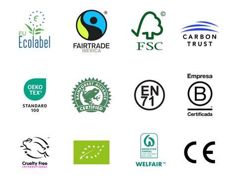 Diversas etiquetas ecológicas y sellos de certificación en productos