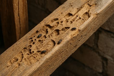 Muestra de daño por carcoma en madera de mueble