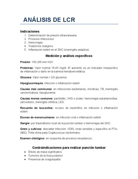 Infografía: Parámetros clave del análisis de LCR y sus implicaciones diagnósticas