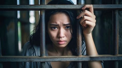 Fotografía temática: Manos de mujer tras rejas de prisión, simbolizando detención injusta.