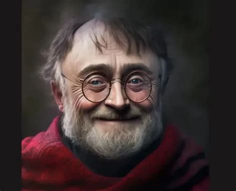 Harry Potter envejecido por Inteligencia Artificial con barba canosa y lentes