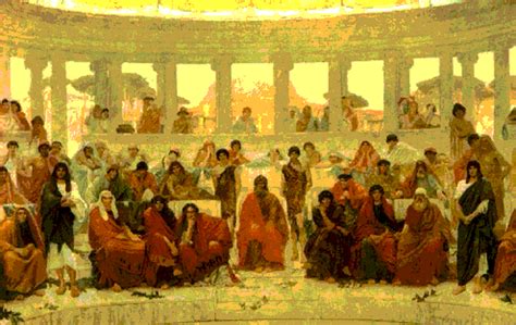 Representación de ancianos en una asamblea antigua