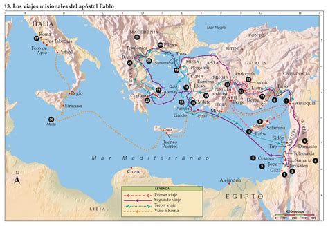 Mapa de los viajes misioneros de Pablo y las iglesias donde se nombraron ancianos