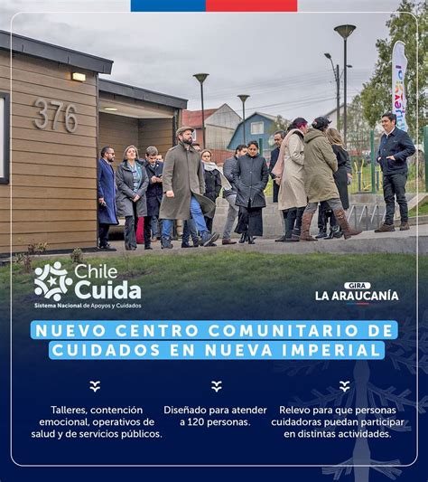 Infografía que muestra la ubicación de los Centros Comunitarios de Cuidados en Ñuble y La Araucanía.