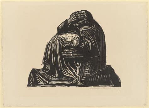 Grabado de Käthe Kollwitz mostrando el rostro sufrido de una anciana