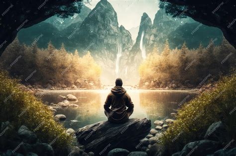 Persona meditando pacíficamente en un entorno urbano.