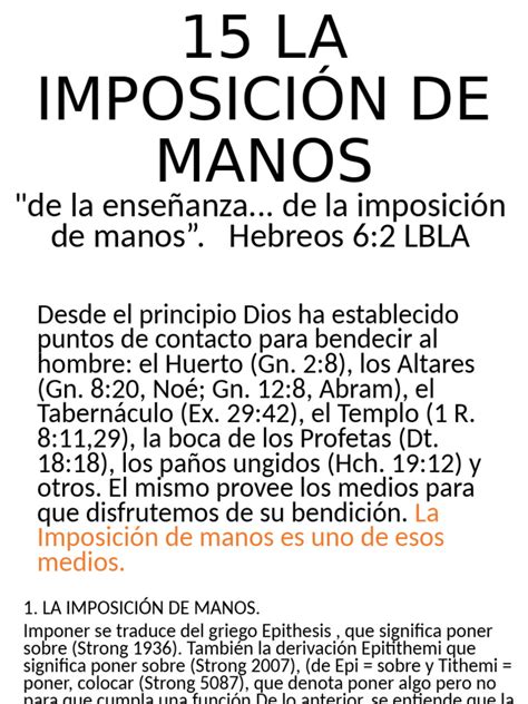 Esquema de la imposición de manos en el contexto bíblico