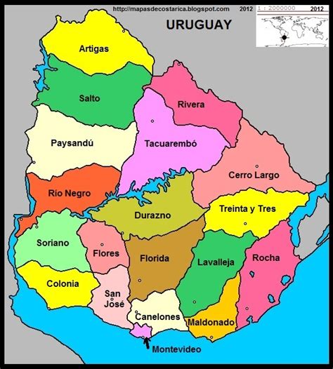 Mapa de los departamentos de Uruguay que participan en ECHO