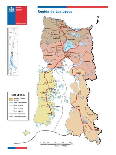 Mapa de los jardines infantiles beneficiados en la Región de Los Lagos