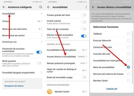 Captura de pantalla del menú de accesibilidad en la configuración de Android