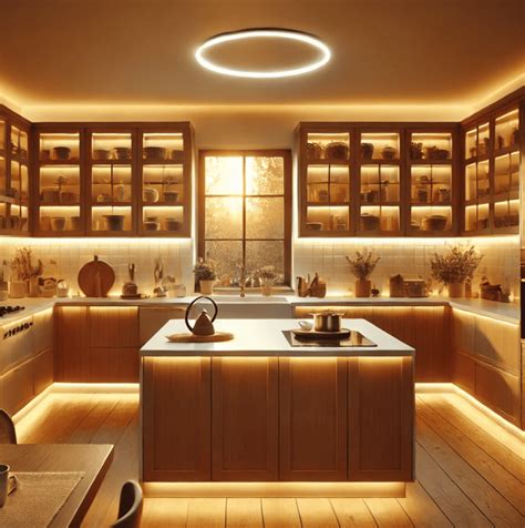 Iluminación de cocina con luz cálida y funcional
