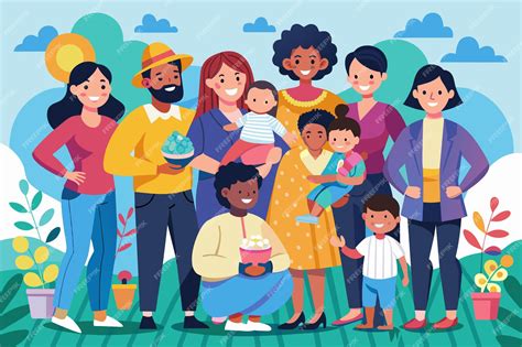 ilustración de familia diversa con padres con discapacidad interactuando con sus hijos