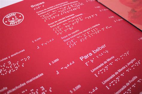 ejemplo de menú en Braille