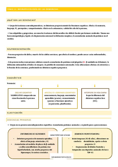 Esquema de las demencias y su impacto social