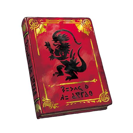 Representación de Colmilargo en el Libro Escarlata (izquierda) y de Ferrodada en el Libro Púrpura (derecha)