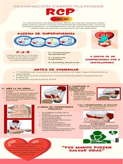 Infografía sobre los pasos básicos de RCP para adultos
