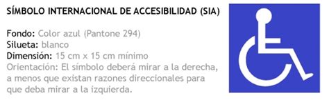 Ejemplo de señalización del símbolo internacional de accesibilidad en una ruta accesible.