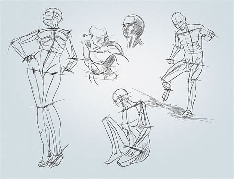 Diagrama o ejemplo visual de escorzo en figuras humanas, como la portada de Sabre de Yen San