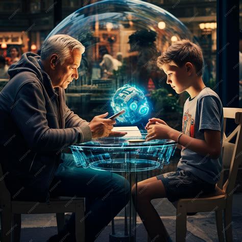 Imagen temática de personas mayores interactuando socialmente y tecnología moderna