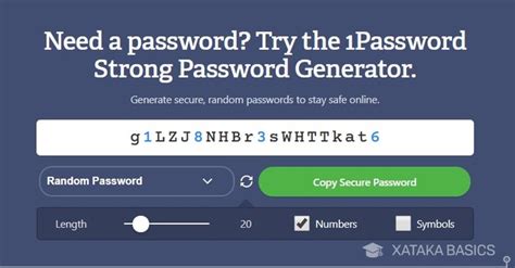 Captura de pantalla de un generador de contraseñas online