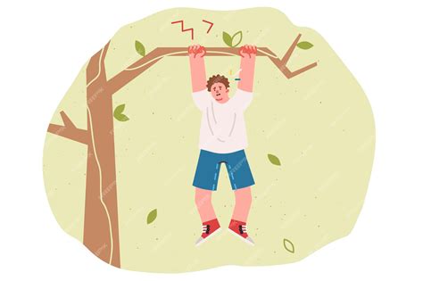 Ilustración minimalista de un monje colgando de la rama de un árbol