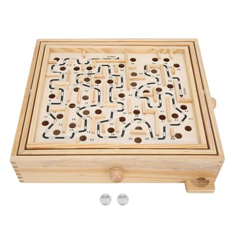 Juego de laberinto de madera con canicas