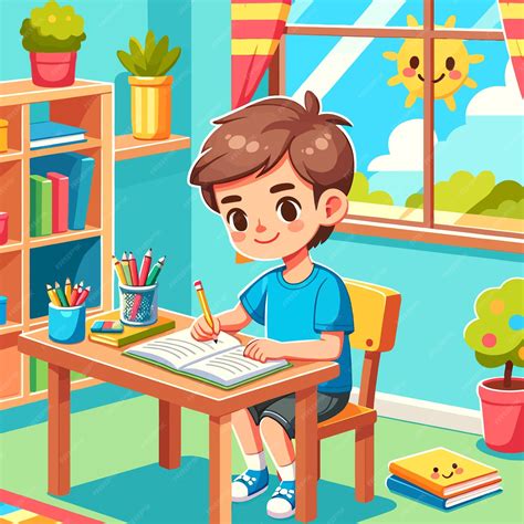 Foto de un niño con discapacidad estudiando en casa durante la pandemia