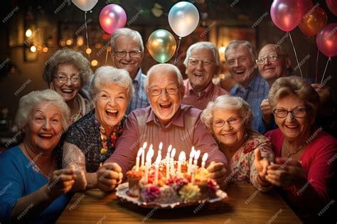 Foto de personas mayores celebrando en un teatro