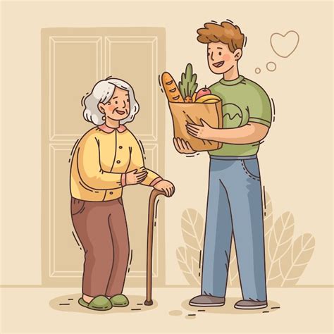 Ilustración de una familia ayudando a un adulto mayor a usar un smartphone.