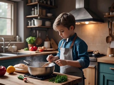 Niño con discapacidad cocinando con ayuda de un adulto