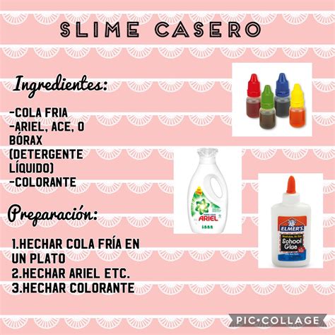 infografía paso a paso de la receta de slime sin bórax