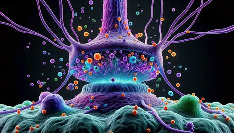 Representación de neuronas y neurotransmisores como la dopamina