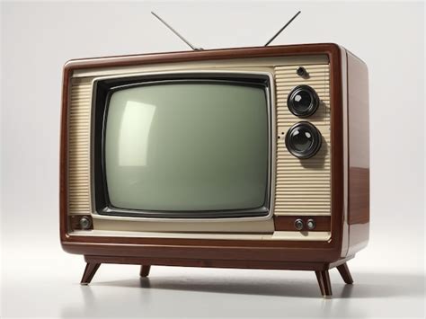 Foto de una radio antigua o televisión en blanco y negro de los años 50 emitiendo programas