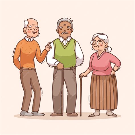 Ilustración de ancianos respetados en una sociedad oriental tradicional