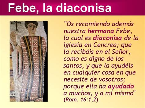 Ilustración de la diaconisa Febe viajando o sirviendo a la iglesia