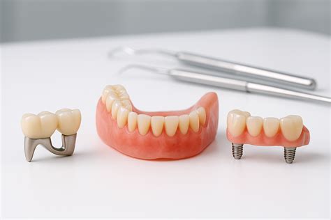 Fotografía de diferentes tipos de prótesis dentales