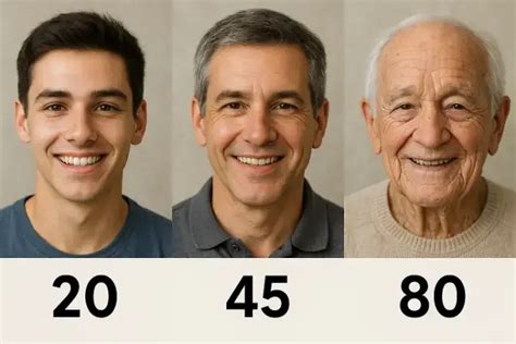 Serie de nueve fotos que muestran la progresión de edad