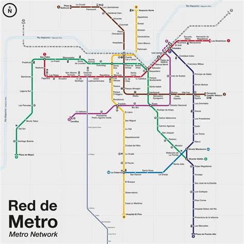 Mapa de las estaciones del Metro de Santiago destacando los puntos de atención para la Tarjeta Adulto Mayor