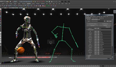 Esquema de un modelo 3D con su esqueleto (rig) para animación