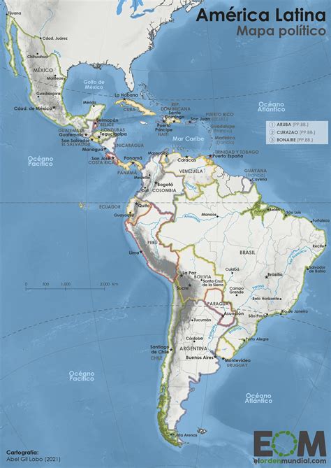 Mapa de América Latina con símbolos de protesta