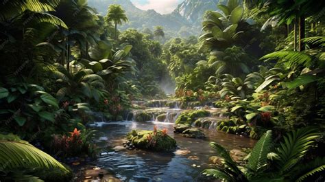 Fotografía panorámica de un estero cristalino con vegetación exuberante y la cascada de Millahue al fondo.