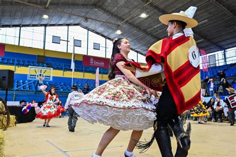 Pareja de adultos mayores con trajes típicos de cueca en plena danza