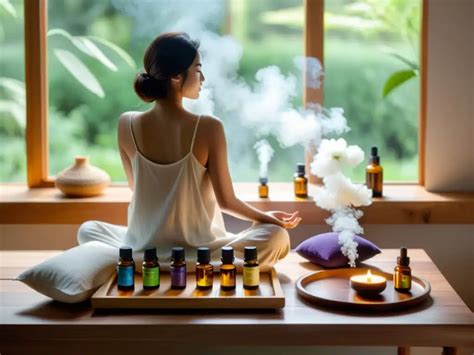 Persona mayor relajándose con un difusor de aromaterapia.