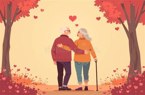 Ilustración de una pareja de ancianos tomándose de la mano en un banco del parque, con un halo de calidez.