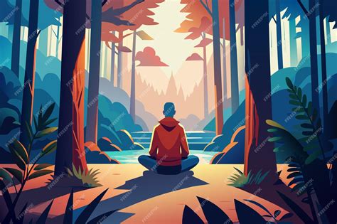 Ilustración de una persona meditando pacíficamente, simbolizando la relajación y el autocuidado.
